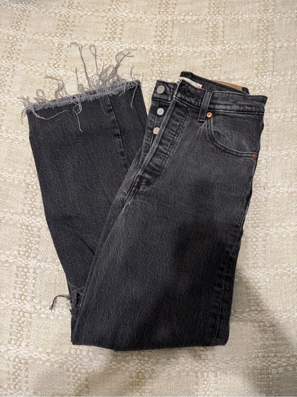 Levi's Black Ribcage Straight Jeans
